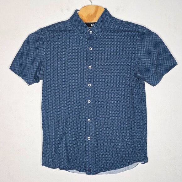 Buttercloth Shirt Mens Large L Blue Patterned Icy Cotton Slim Fit - Picture 2 of 4